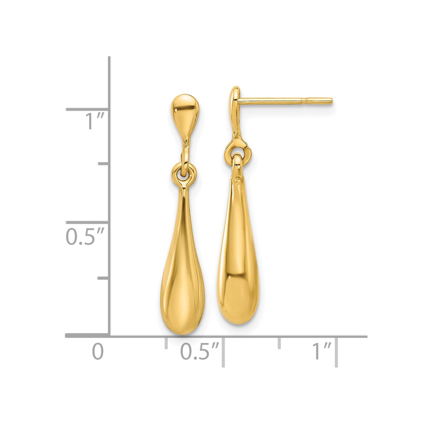 GE 14K Polished Teardrop Post Dangle Earrings