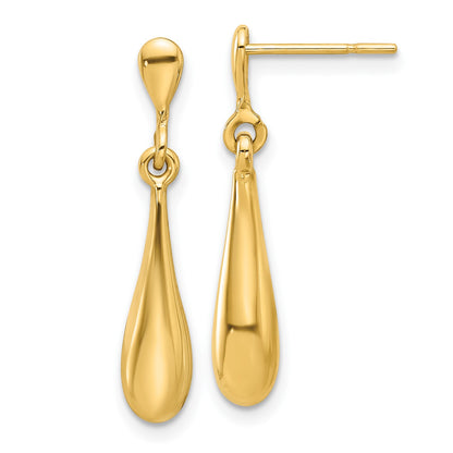 GE 14K Polished Teardrop Post Dangle Earrings