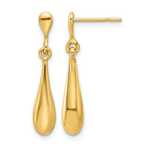 GE 14K Polished Teardrop Post Dangle Earrings