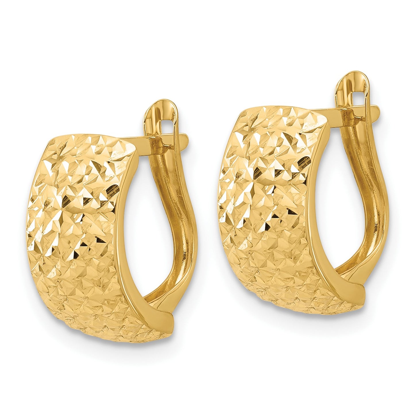 14K Polished and Diamond-cut Omega Back Earrings