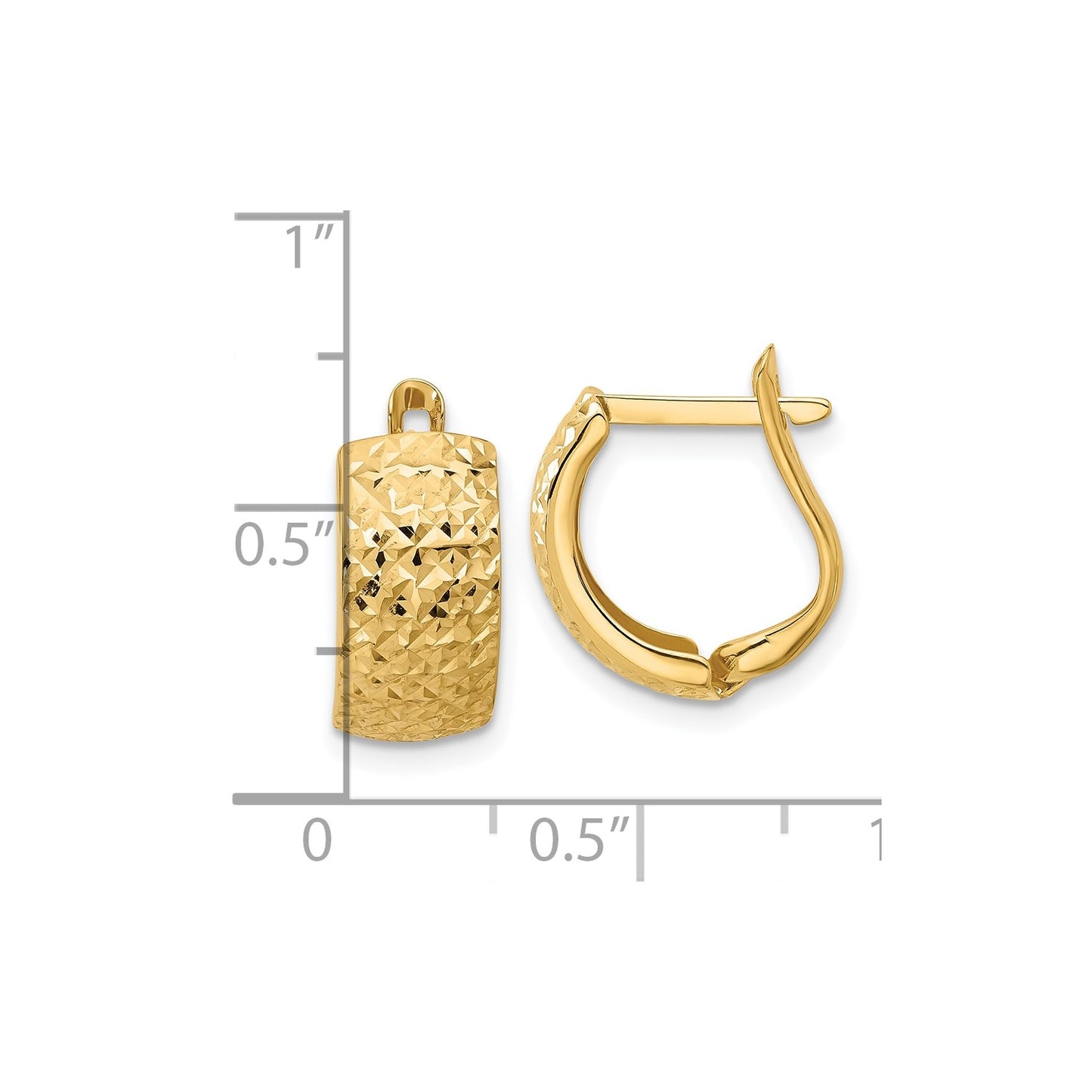 14K Polished and Diamond-cut Omega Back Earrings