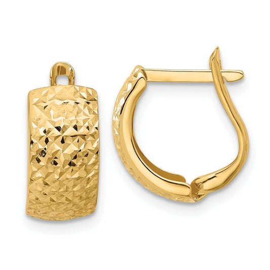 14K Polished and Diamond-cut Omega Back Earrings