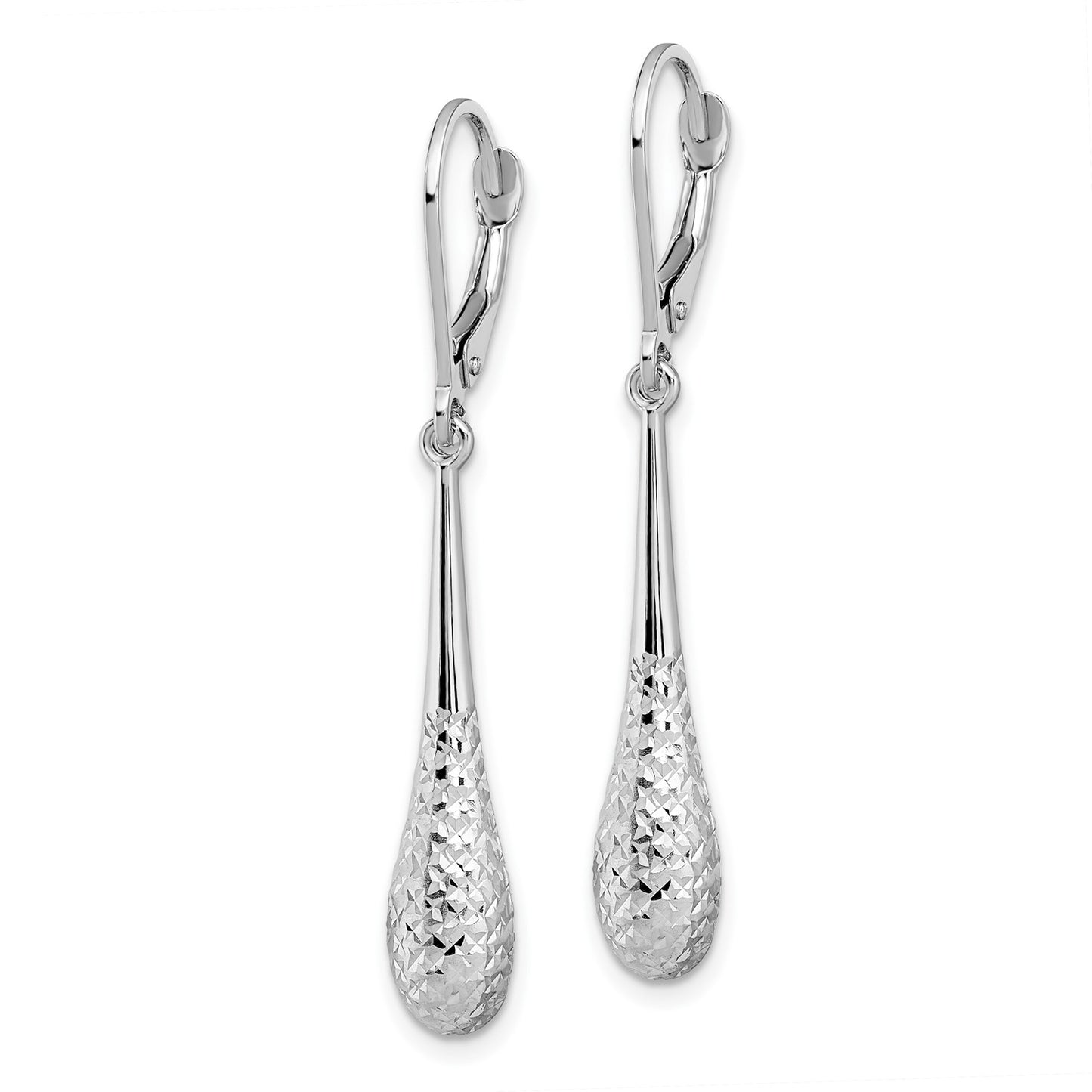 GE 14K White Gold D/C Leverback Earrings