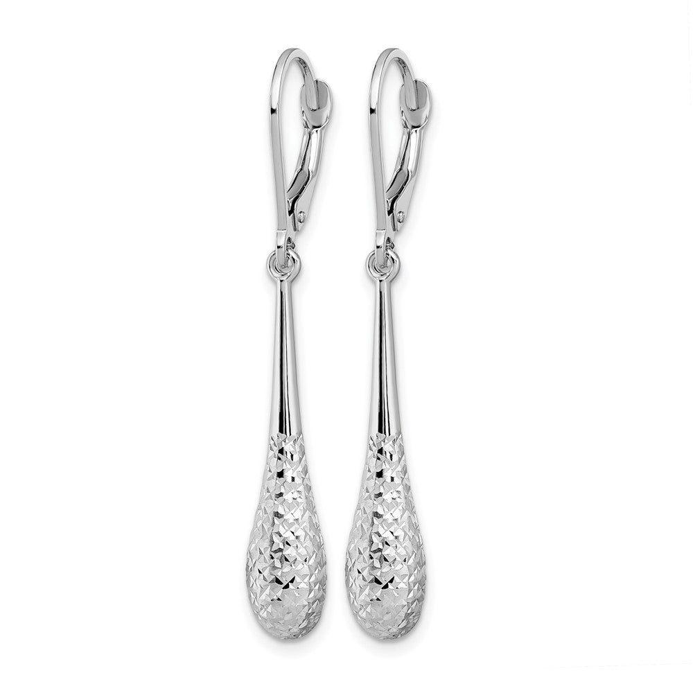 GE 14K White Gold D/C Leverback Earrings