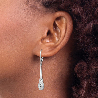GE 14K White Gold D/C Leverback Earrings