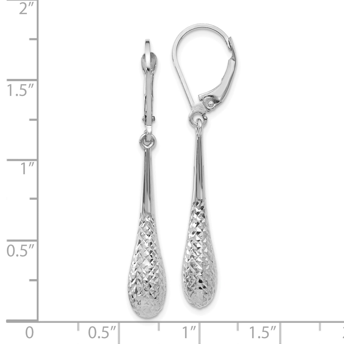 GE 14K White Gold D/C Leverback Earrings