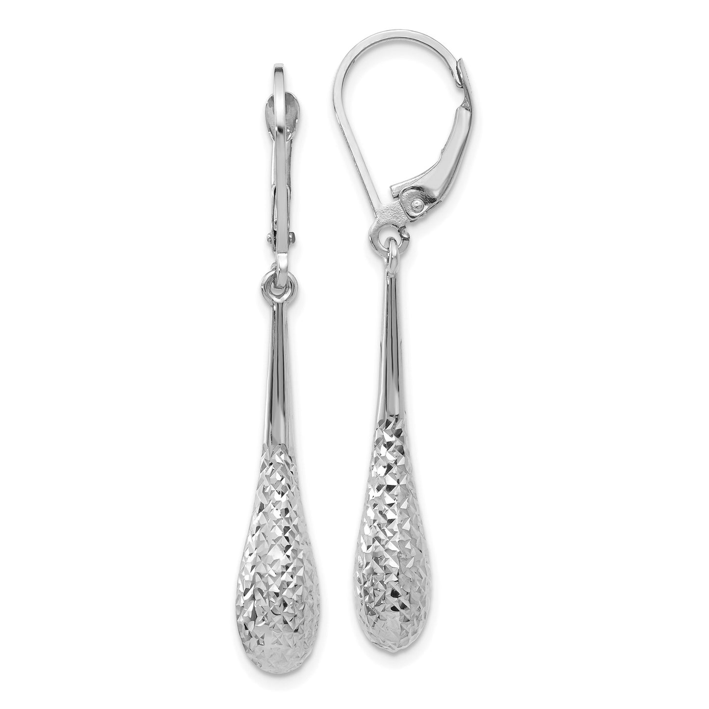 GE 14K White Gold D/C Leverback Earrings