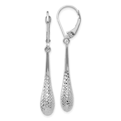GE 14K White Gold D/C Leverback Earrings