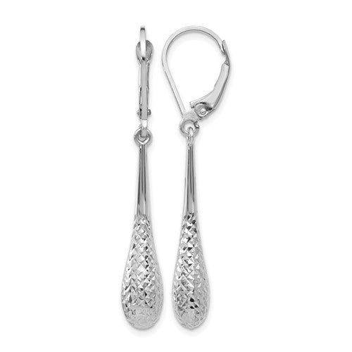 GE 14K White Gold D/C Leverback Earrings