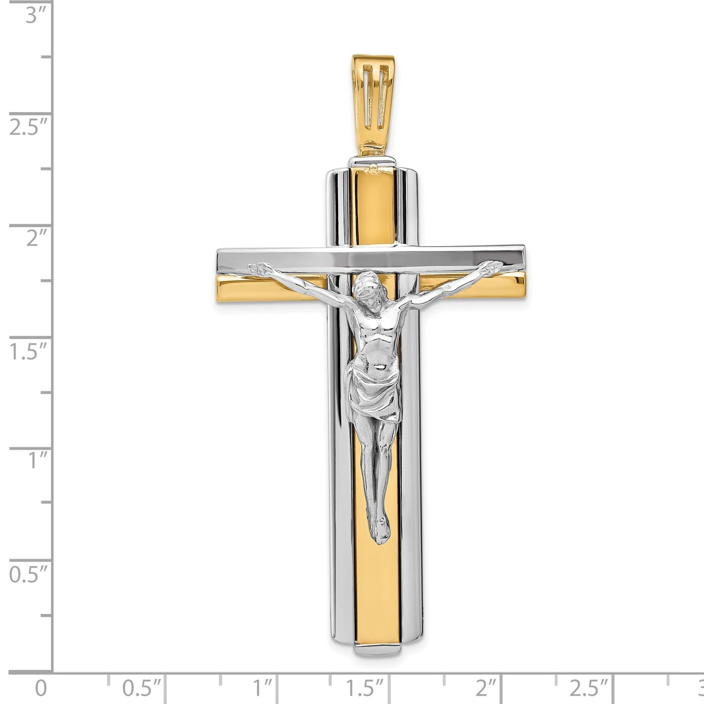 14k Two-tone Polished Crucifix Pendant