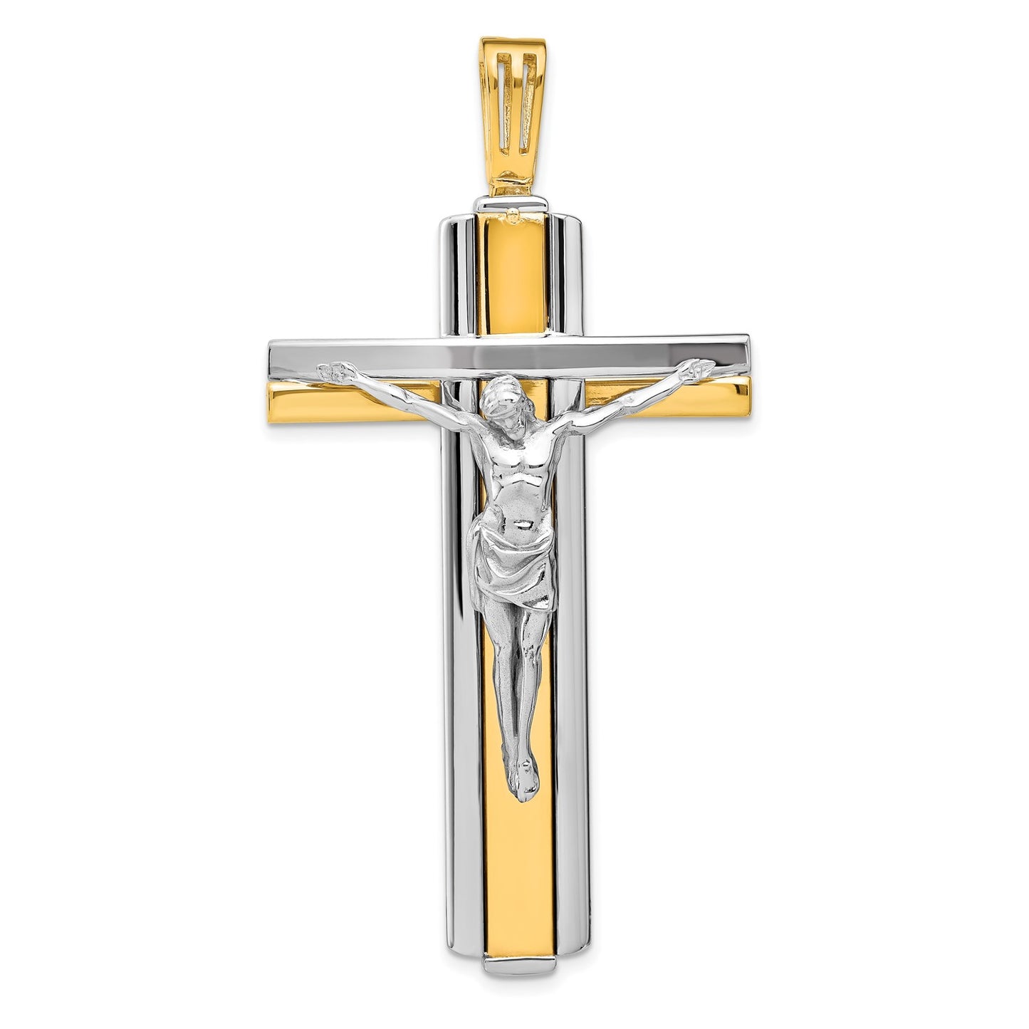 14k Two-tone Polished Crucifix Pendant