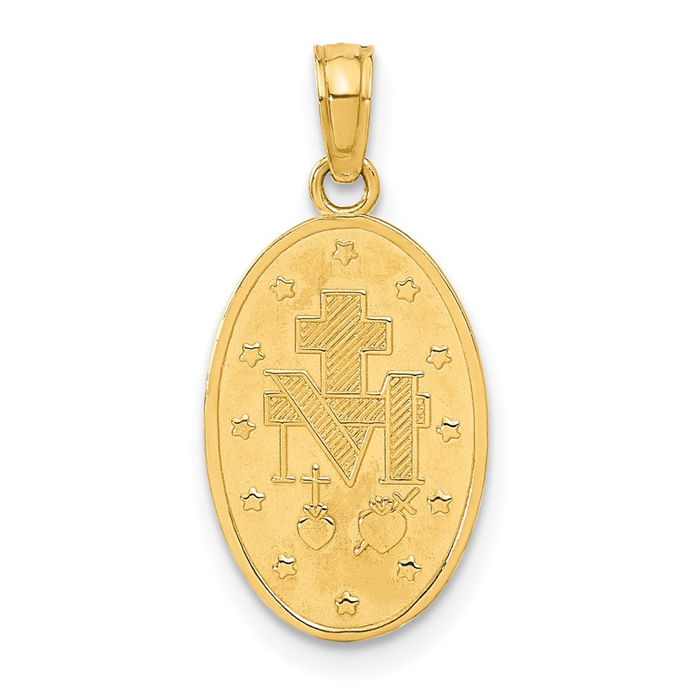 GP 14k Polished and Satin Solid Miraculous Medal Oval Pendant