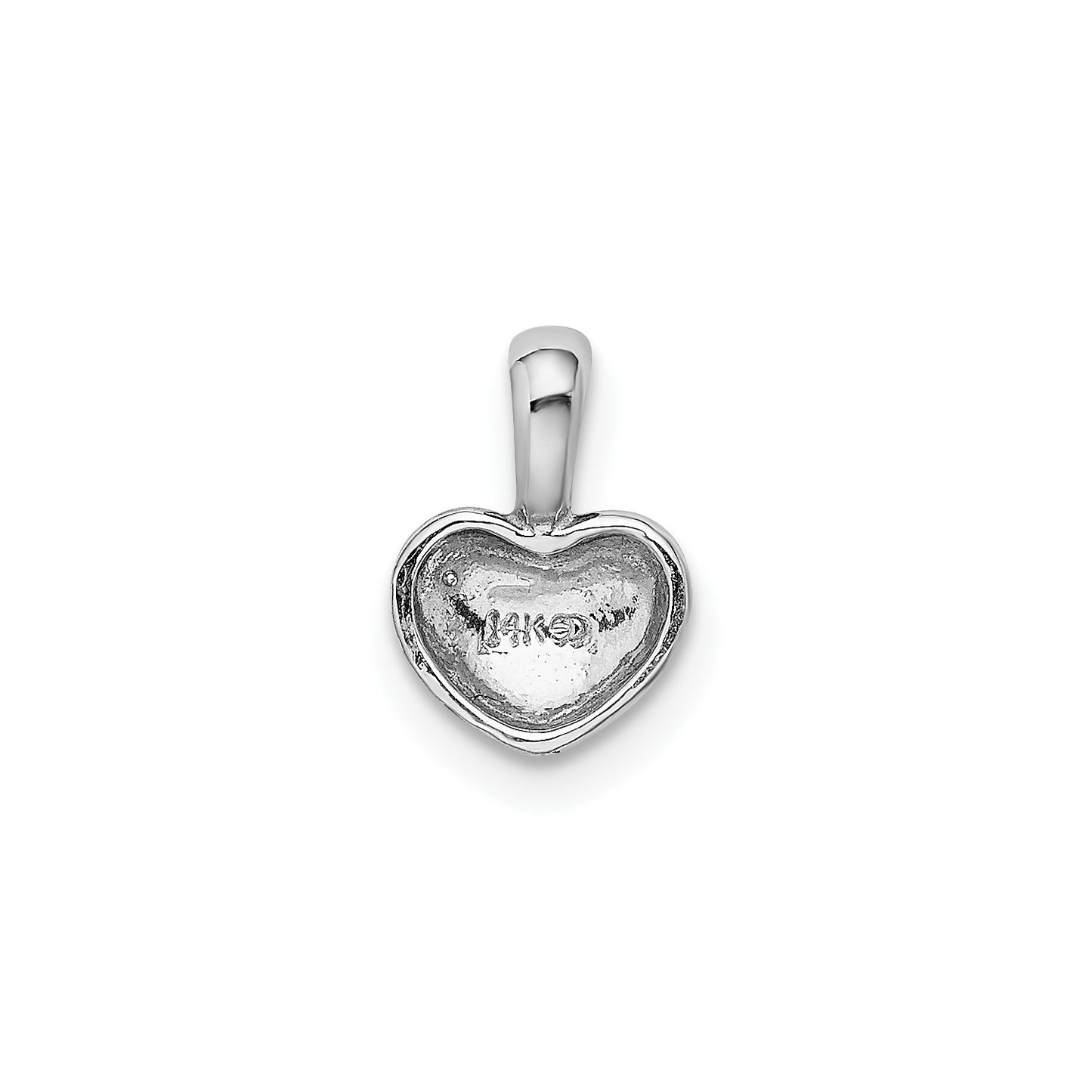 14K White Gold Polished Domed Heart Charm