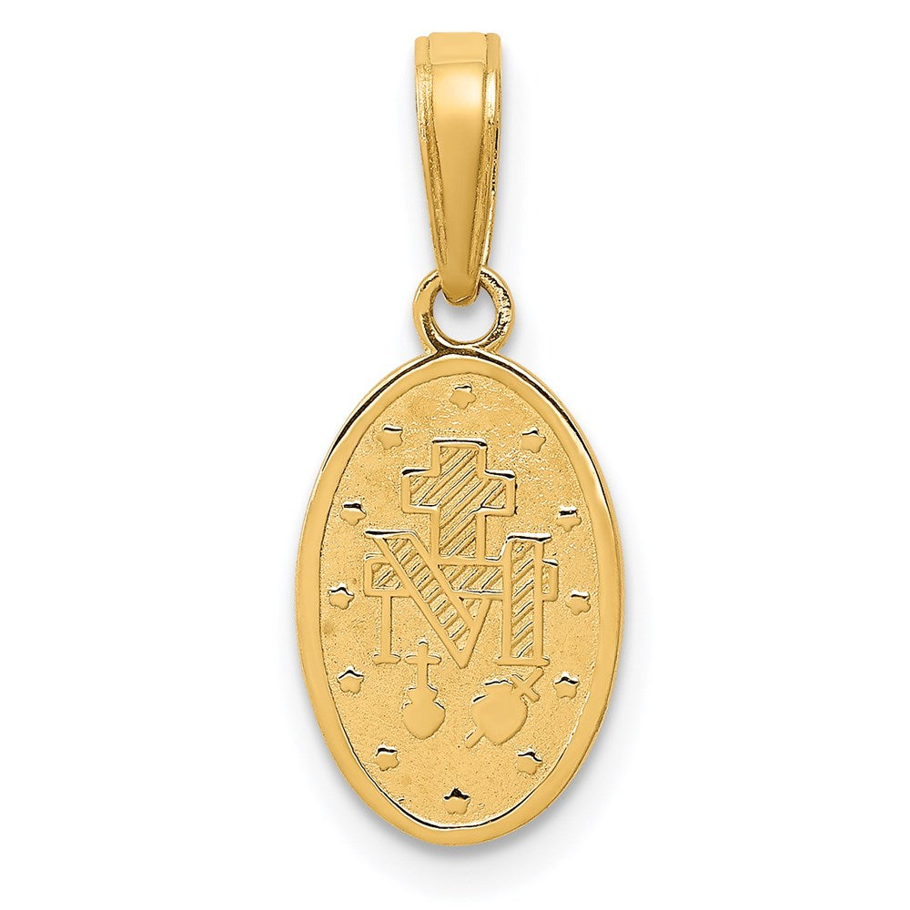 GCM 14k Polished and Satin Solid Miraculous Medal Oval Charm