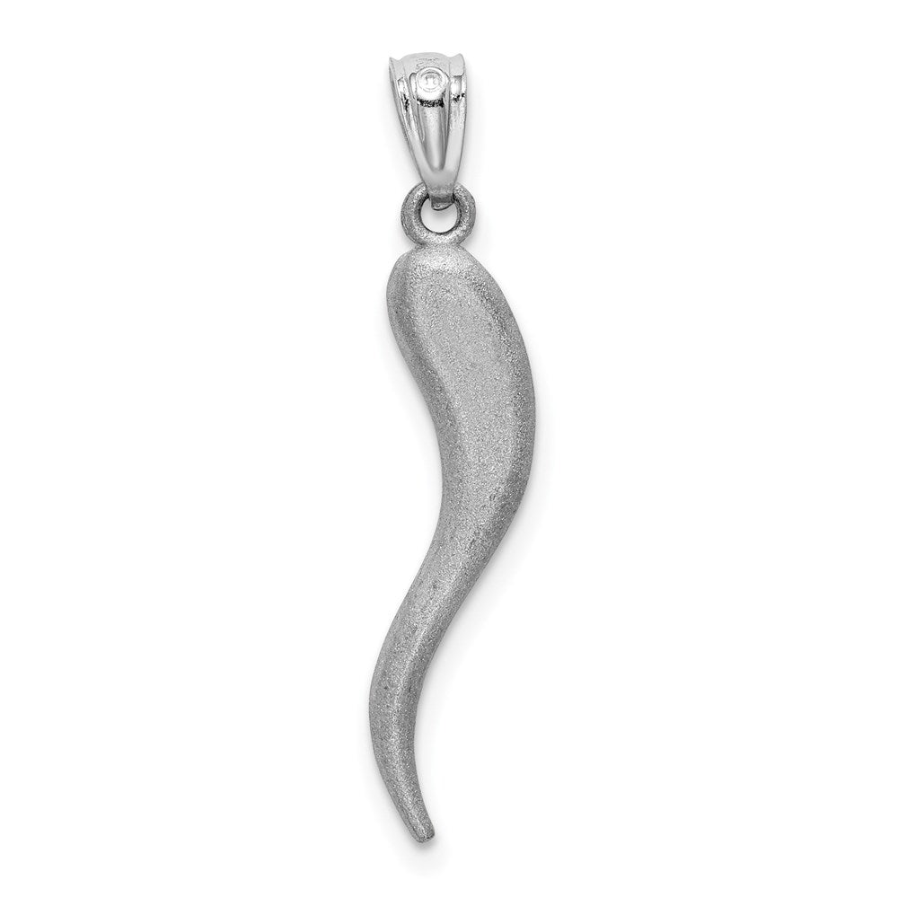 GCM 14k White Gold Solid Diamond-cut 3-D Italian Horn Charm