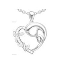 SS MLS Heart Pendant (1 Child) W/Moissanite Stone - deborahjbirdoesdesigns