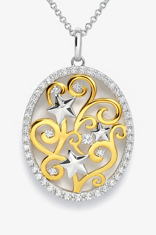 MS Dream Bigger | Fancy Hearts Pendant | Two Tone Sterling Silver | Lab Grown Sapphires | Lasting Legacy Collection