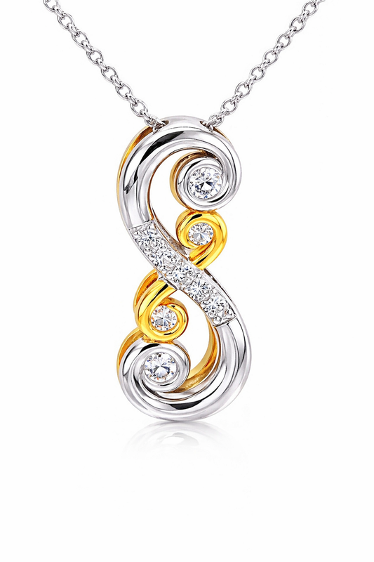 MS Forever By Your Side "S" Pendant; 14KT Gold Plated SS w/Created Sapphire Accents & SS Chain | Lasting Legacy Collection™
