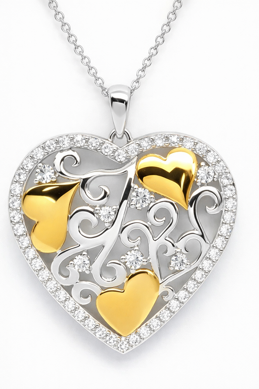 MS I Love You More Heart Pendant | 14KT Gold Accented Sterling Silver | Lab Grown Sapphires | Lasting Legacy Collection