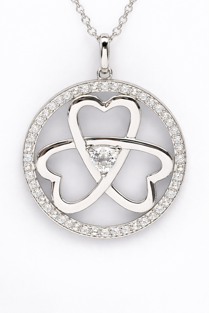 MS Legacy Of Love | Circle & Hearts Pendant | Platinum Sterling Silver Plated | Lab Grown Sapphires | Lasting Legacy Collection