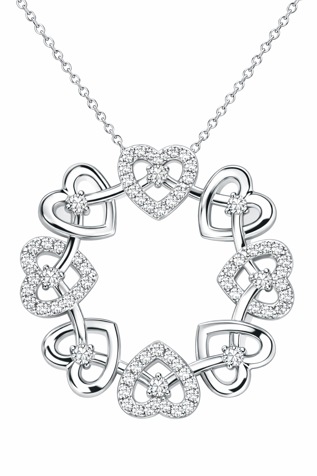 MS Many Hearts | One Family Circle of Hearts Pendant | Sterling Silver | Lab Grown Sapphire Accents | Lasting Legacy Collection