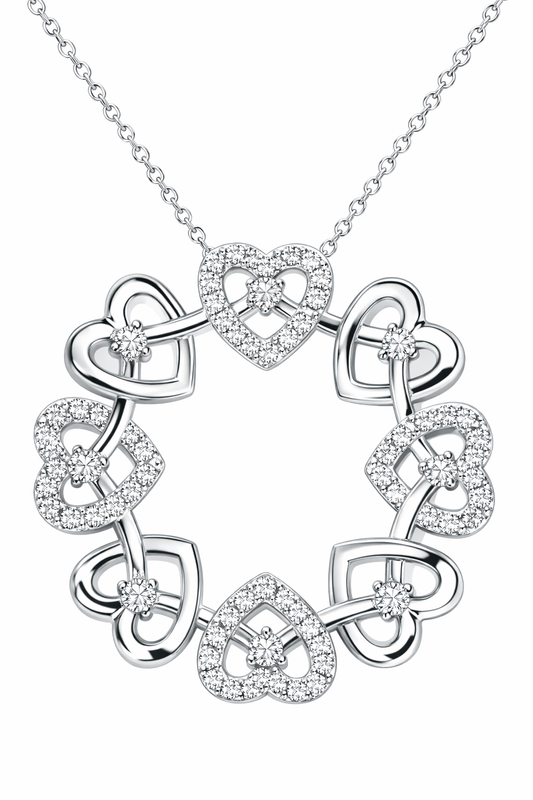 MS Many Hearts | One Family Circle of Hearts Pendant | Sterling Silver | Lab Grown Sapphire Accents | Lasting Legacy Collection