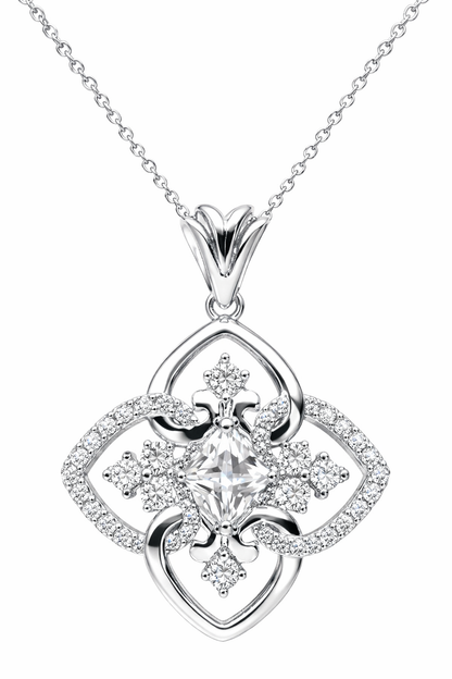 MS Mom | The Heart Of Our Family Pendant | Rhodium Plated | Sterling Silver | Lab Grown Sapphire Accents | Lasting Legacy Collection