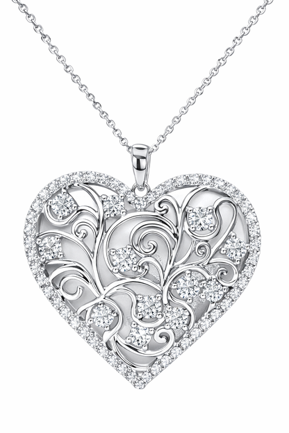 MS My Children Scrolled Heart Pendant | Sterling Silver Plated | Lab Grown Sapphire Gemstones | Lasting Legacy Collection