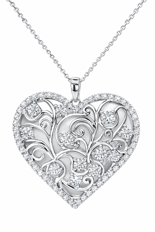 MS My Children Scrolled Heart Pendant | Sterling Silver Plated | Lab Grown Sapphire Gemstones | Lasting Legacy Collection