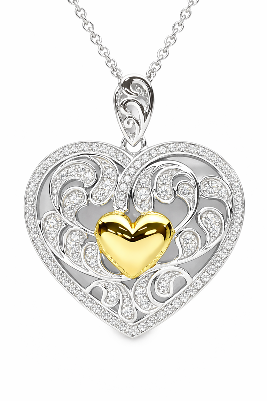 MS The Gift Of Motherhood | Two Tone | Heart Pendant | Sterling Silver | Lab Grown Sapphires | Lasting Legacy Collection