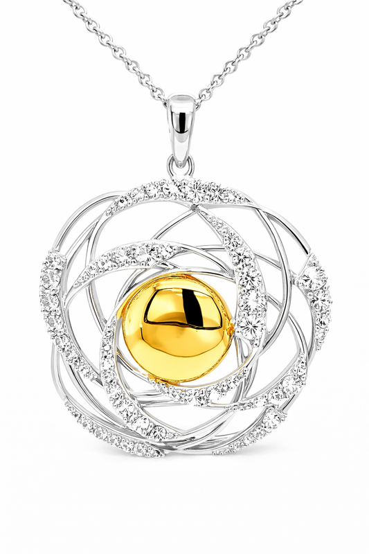 MS Trust Your Journey | 14KT Gold Plated Pendant | Sterling Silver | Lab Grown Sapphire Accents | Lasting Legacy Collection