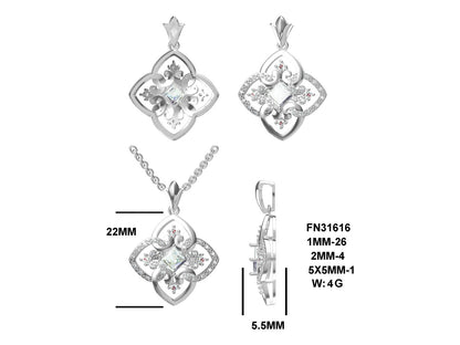 Mom | The Heart Of Our Family Pendant | Rhodium Plated | Sterling Silver | Lab Grown Sapphire Accents | Lasting Legacy Collection