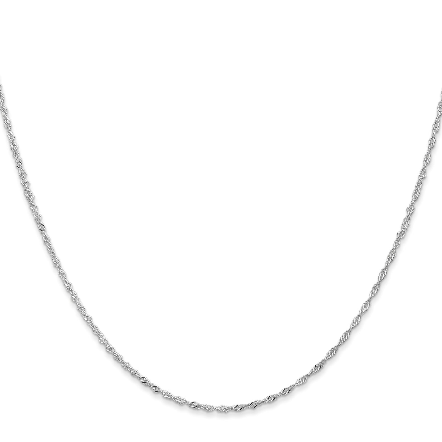 14K White Gold 18 inch 1.10mm Singapore with Spring Ring Clasp Chain