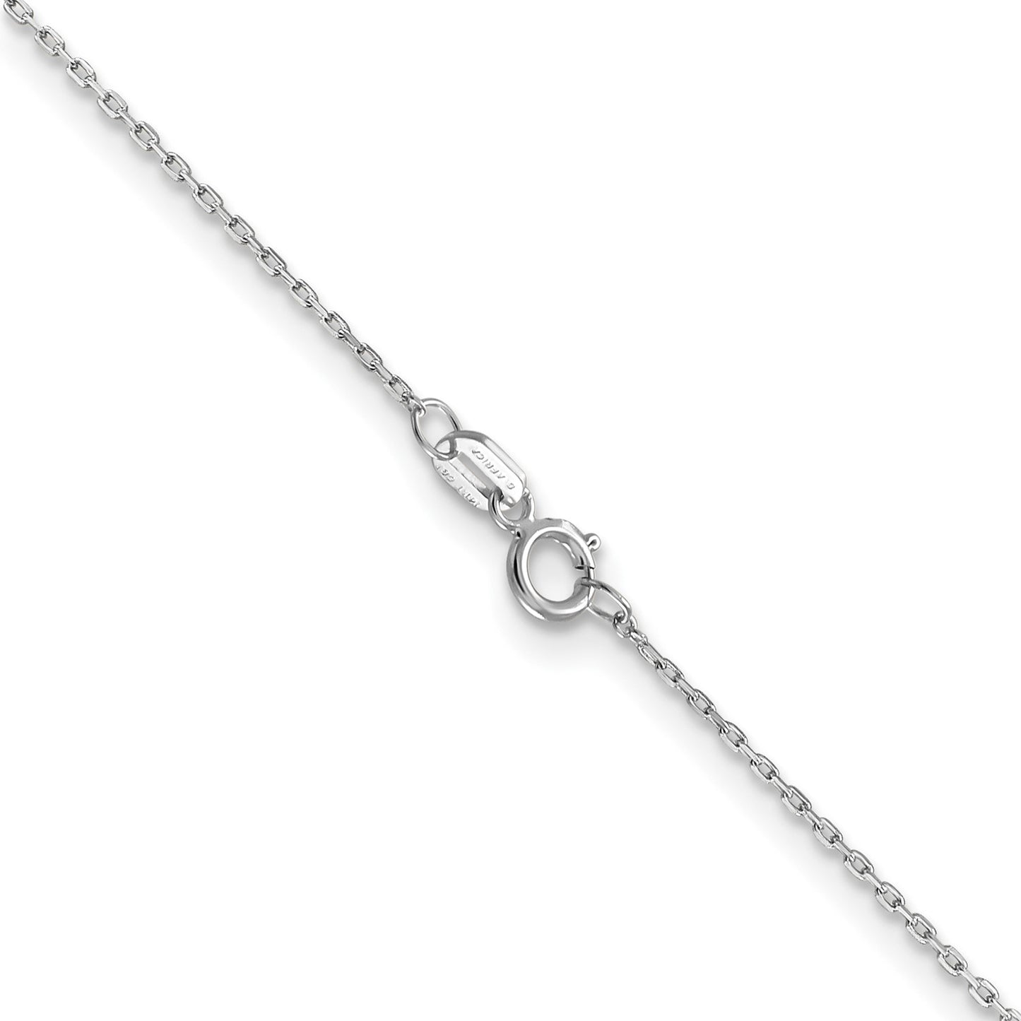 14K White Gold 18 inch .8mm Diamond-cut Cable with Spring Ring Clasp Chain