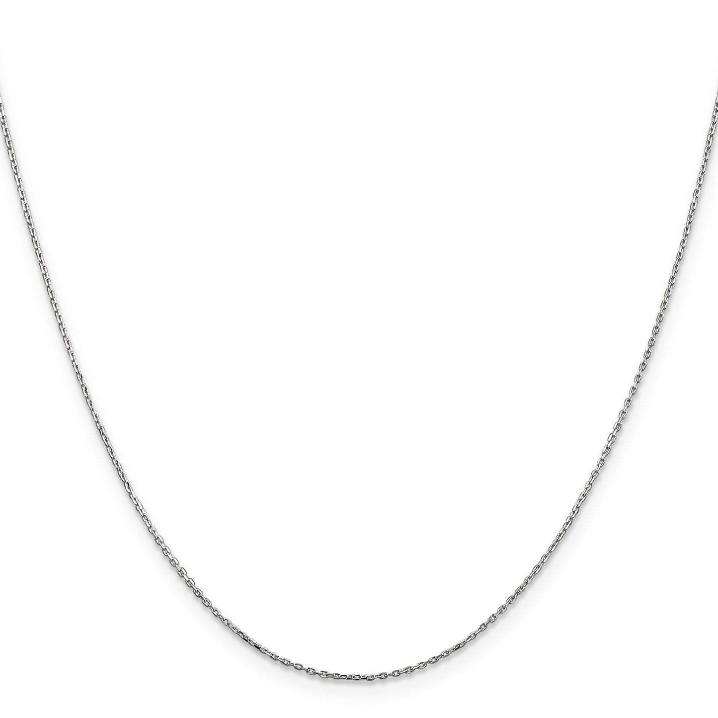 14K White Gold 20 inch .8mm Diamond-cut Cable with Lobster Clasp Chain