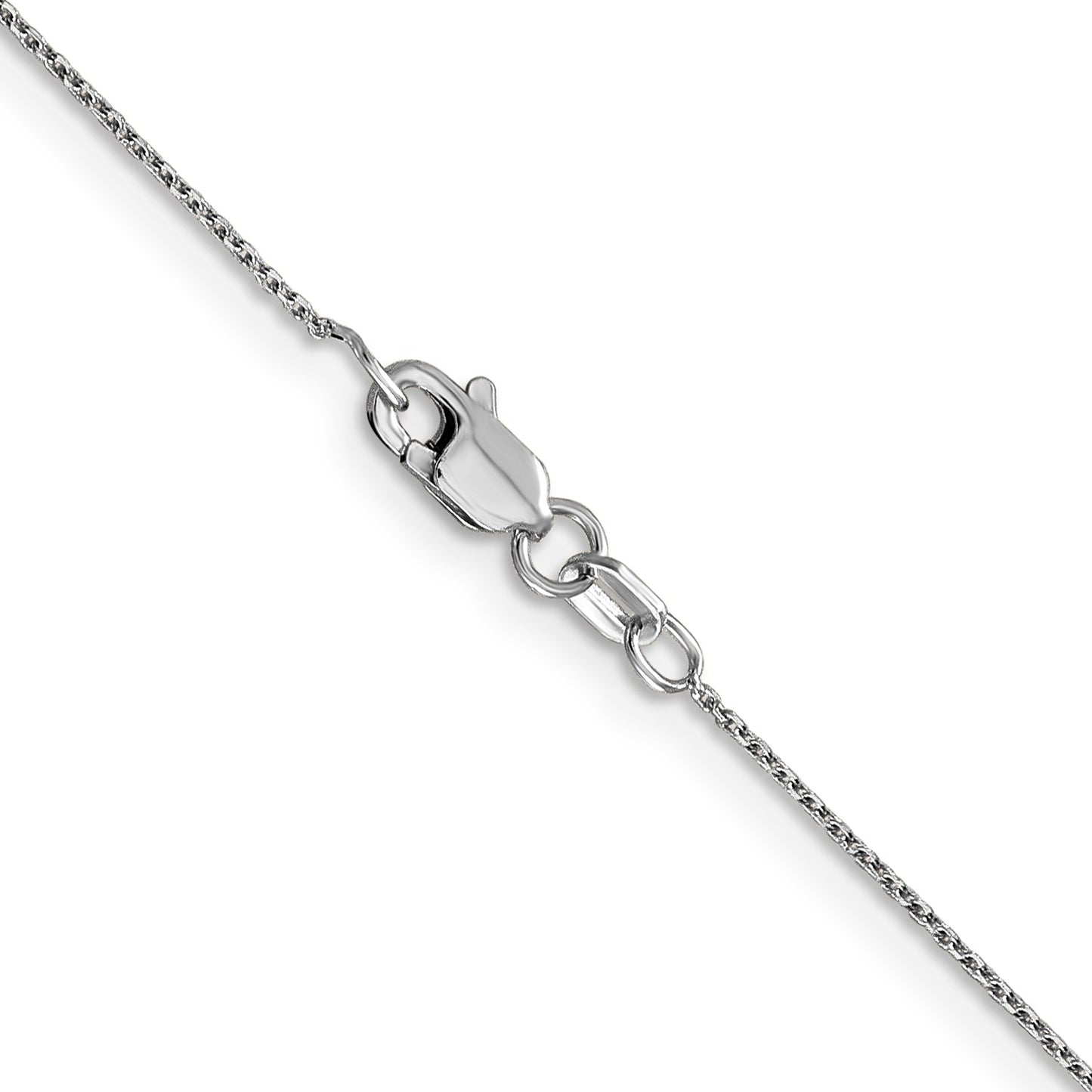 14K White Gold 18 inch .8mm Diamond-cut Round Open Link Cable with Lobster Clasp Chain