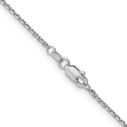 14K White Gold 18 inch 1.4mm Diamond-cut Round Open Link Cable with Lobster Clasp Chain