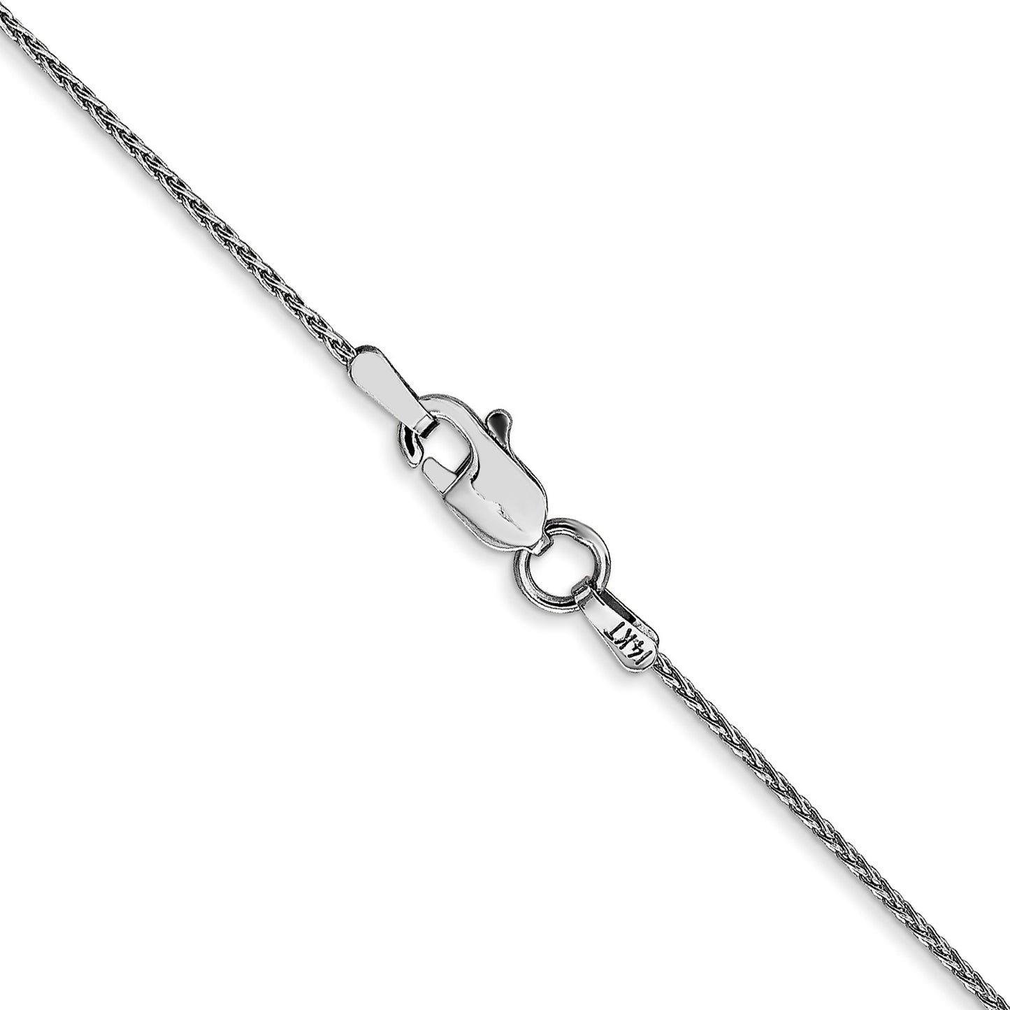 14K White Gold 18 inch 1mm Parisian Wheat with Lobster Clasp Chain