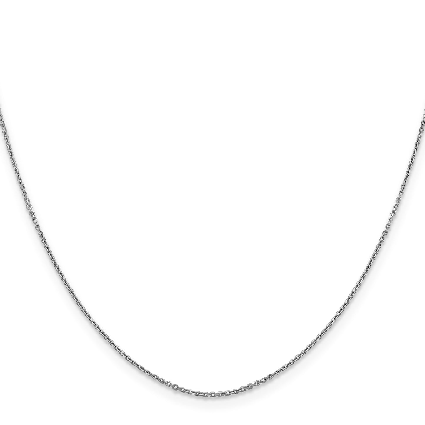 14K White Gold 16 inch .9mm Diamond-cut Round Open Link Cable with Lobster Clasp Chain