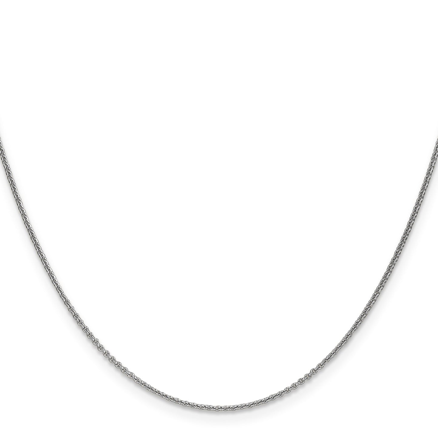 14K White Gold 16 inch 1mm Round Open Link Cable with Lobster Clasp Chain