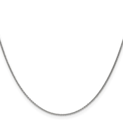 14K White Gold 16 inch 1mm Round Open Link Cable with Lobster Clasp Chain