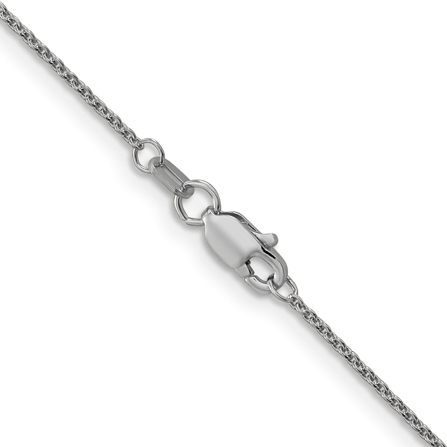 14K White Gold 16 inch 1mm Round Open Link Cable with Lobster Clasp Chain