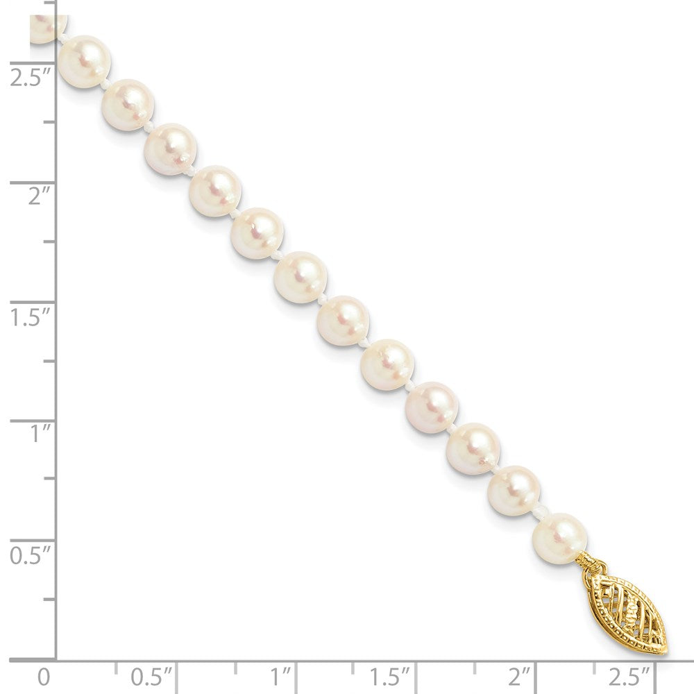 PGB 14k 5-6mm White Round Akoya Saltwater Cultured Pearl 7 inch Bracelet