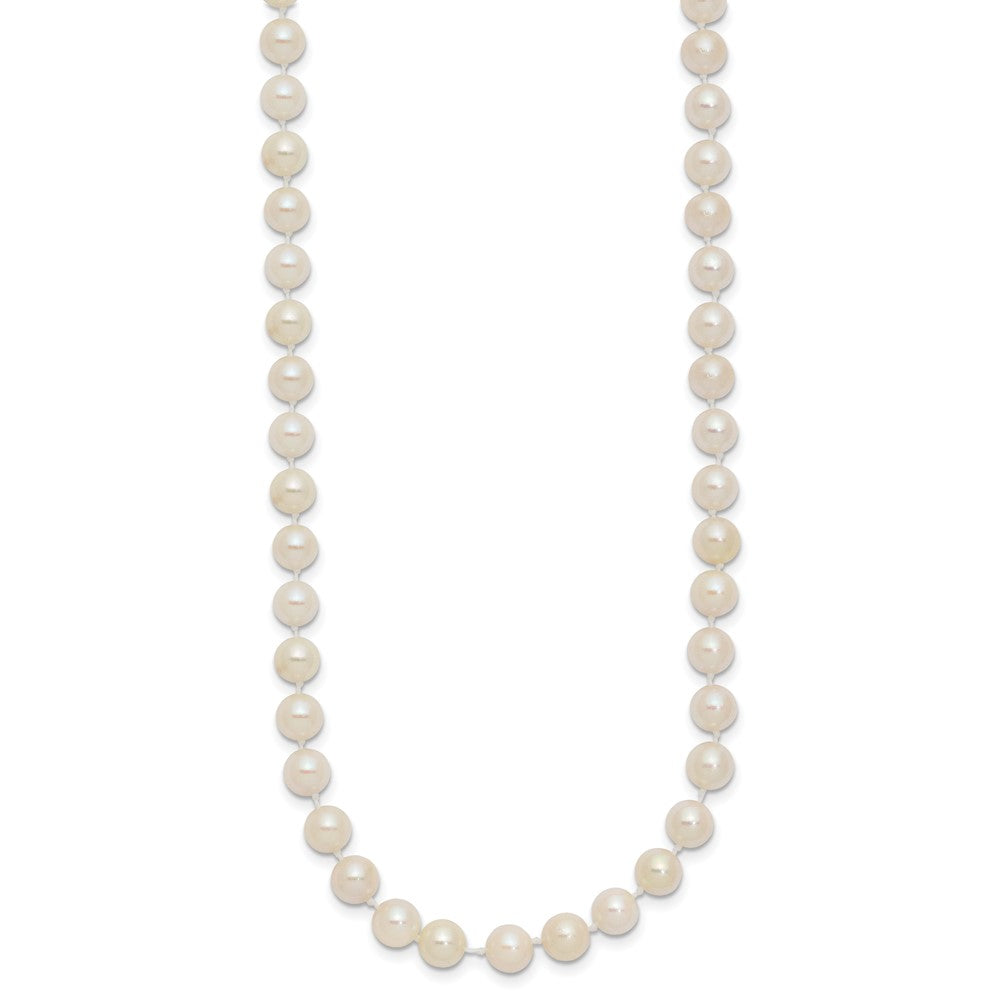 PGN 14k 5-6mm White Round Akoya Saltwater Cultured Pearl 18 inch Necklace
