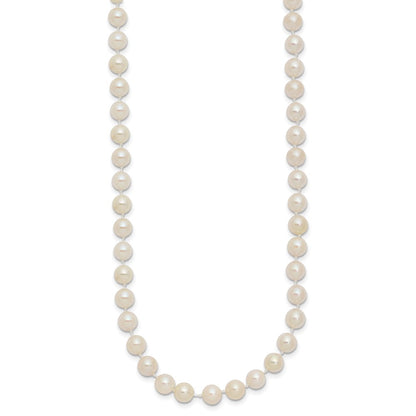 PGN 14k 5-6mm White Round Akoya Saltwater Cultured Pearl 18 inch Necklace