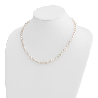 PGN 14k 5-6mm White Round Akoya Saltwater Cultured Pearl 18 inch Necklace