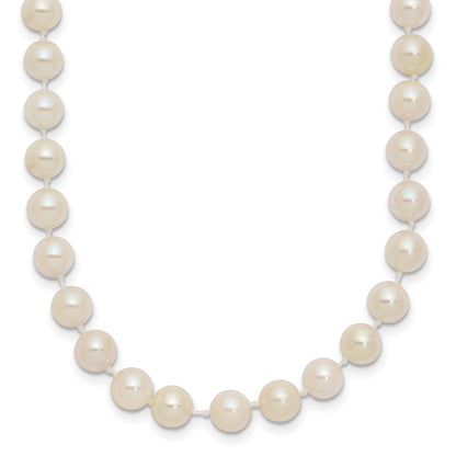 PGN 14k 5-6mm White Round Akoya Saltwater Cultured Pearl 18 inch Necklace