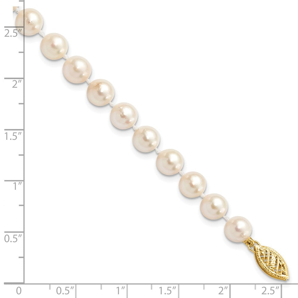 PGB 14k 6-7mm White Round Akoya Saltwater Cultured Pearl 7 inch Bracelet