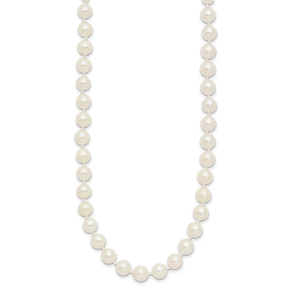 PGN 14k 6-7mm White Round Akoya Saltwater Cultured Pearl 16 inch Necklace