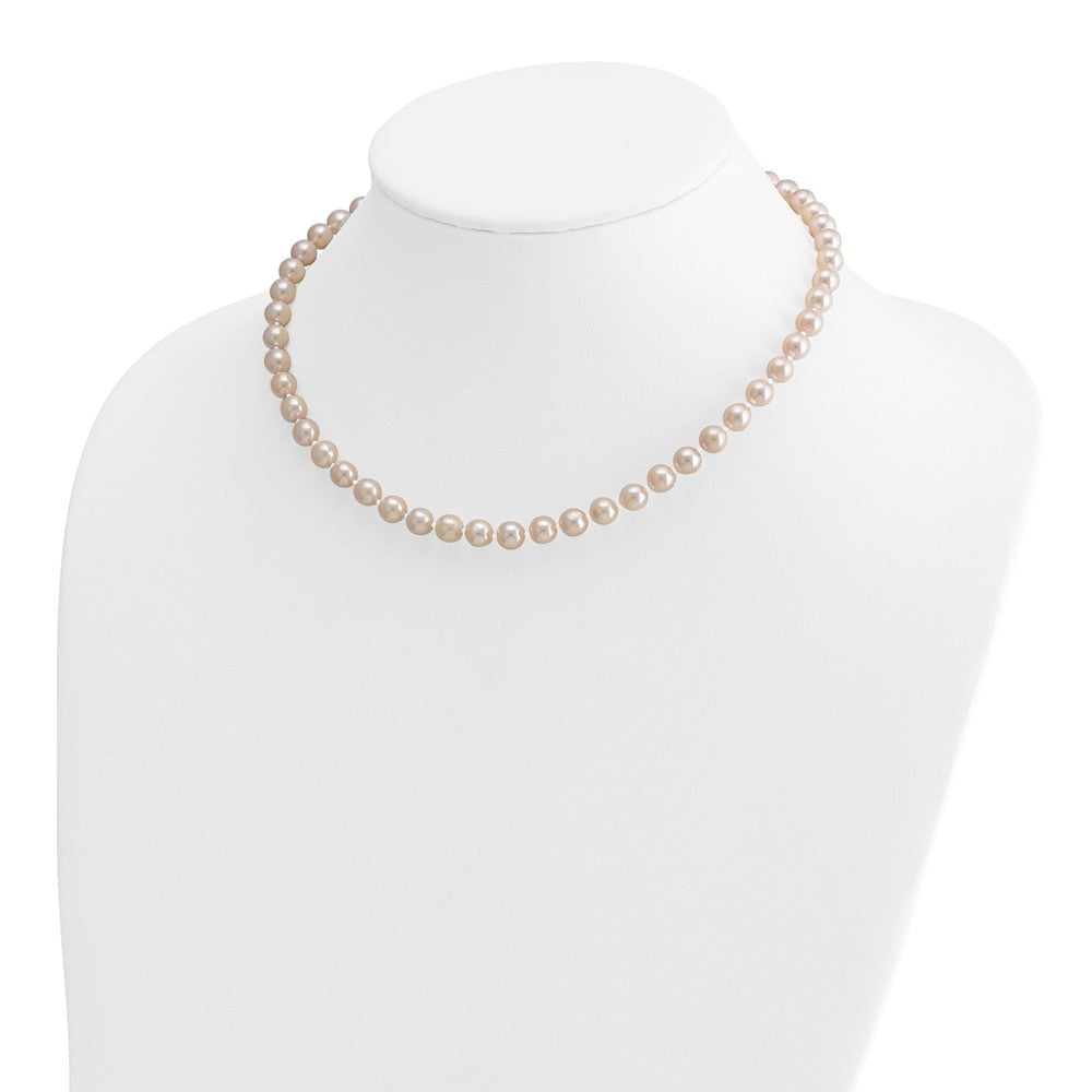 PGN 14k 6-7mm White Round Akoya Saltwater Cultured Pearl 16 inch Necklace